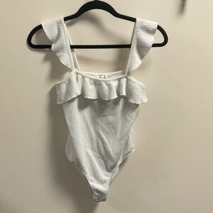 White Ruffled Kids One Piece Swimsuit